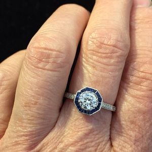 14k diamond and blue sapphire ring